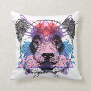Coussin Ours panda géométrique
