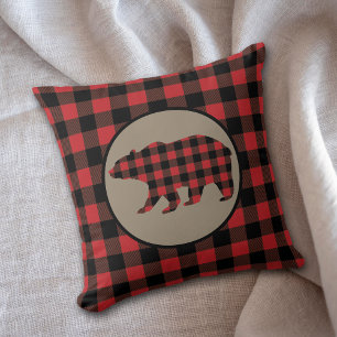 Coussin Ours Plaid De Buffle Rouge