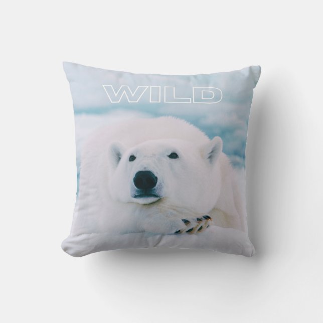 Coussin Ours polaire blanc sauvage de l'Arctique sur la sc (Recto)