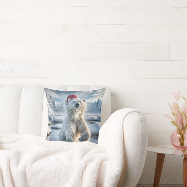 Coussin Ours Polaire De Noël Dans L'Eau Arctique (Canapé)