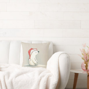 Coussin Ours Polaire De Noël Dans Les Snowflakes