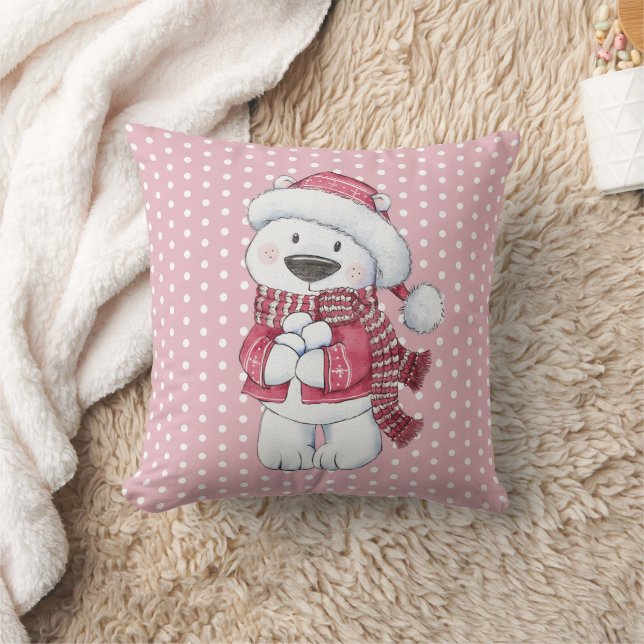 Coussin Ours polaire d'hiver avec boules de neige (Couverture)