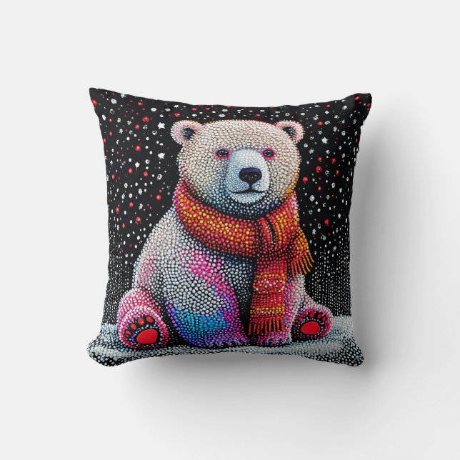 Coussin 🐻‍❄️ Ours Polaire Mignon Décoration d'Hiver Confo (Recto)