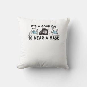 Coussin Ours Polaire Ours Noir Portant Visage Masque Migno