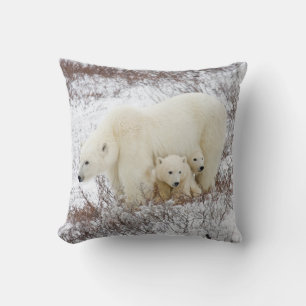 Coussin Ours polaires femelle et deux oursons