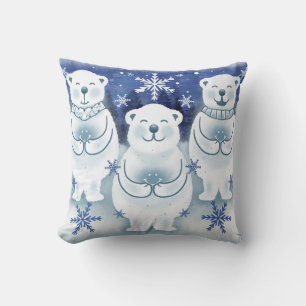 Coussin Ours polaires Jolies flocons de neige hivernaux