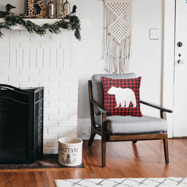 Coussin Ours rustique Plaid Wilderness Cabine Jeter Oreill (Créateur téléchargé)