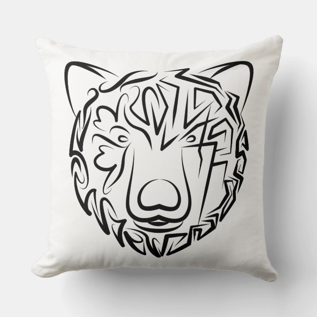 Coussin Ours tribal noir et blanc (Recto)