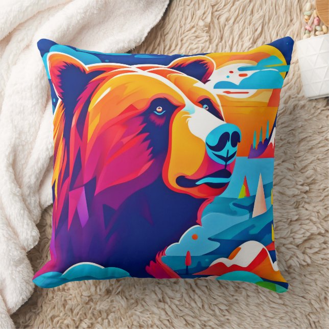 Coussin Ours vibrant, scène au clair de lune (Couverture)