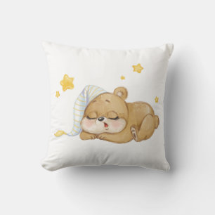 Coussin Ourson Endormi – Douceur & Rêves Étoilés