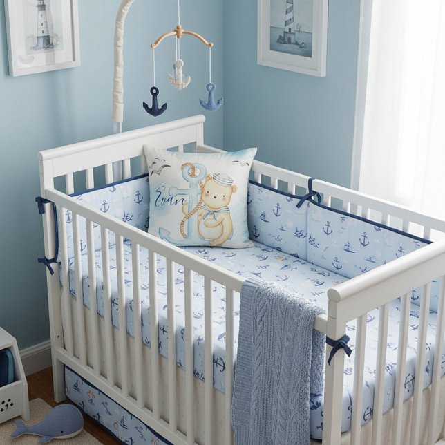 Coussin Ourson marin mignon bébé personnalisé (Créateur téléchargé)