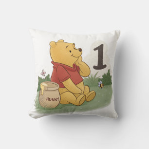 Coussin Ourson mignon aquarelle pour premier anniversaire