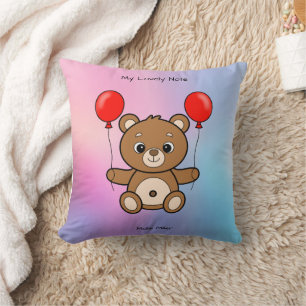 Coussin Ourson Mignon avec Ballons Rouges Dessin Animé