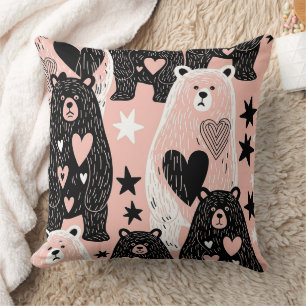 Coussin Ourson Mignon - Douce Forêt de Bois en Pastel (4)