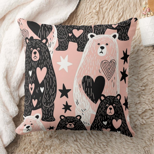 Coussin Ourson Mignon - Douce Forêt de Bois en Pastel (4) (Couverture)