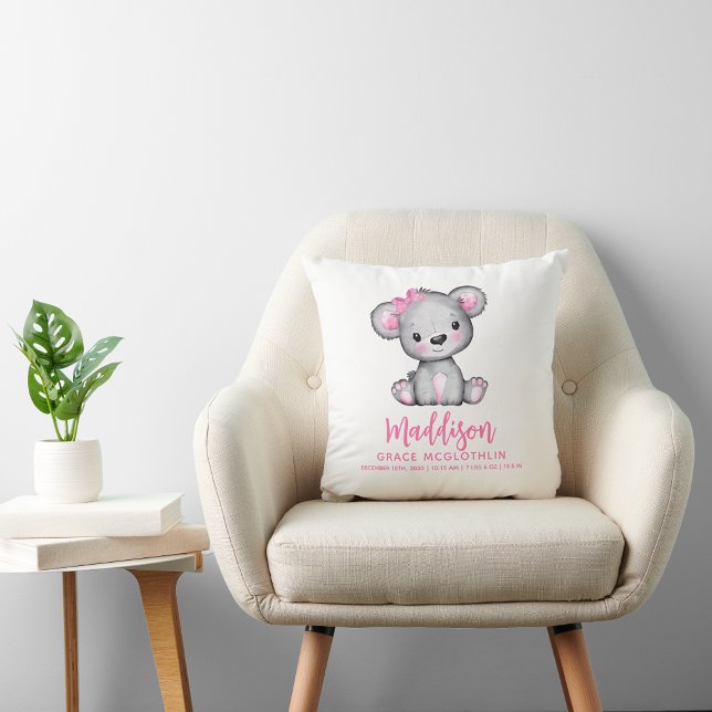 Coussin Ourson rose simple et mignon pour bébé fille (Créateur téléchargé)