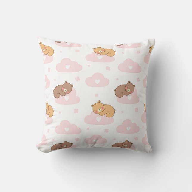 Coussin Oursons et Nuages – Décoration Douce pour  (Recto)