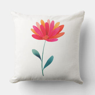Coussin Outdoor Throw Pillow with Orange Floral Botanical 
