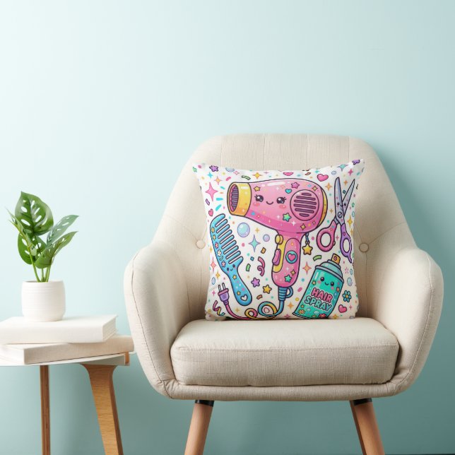 Coussin Outils de coiffeur mignons (Chaise)