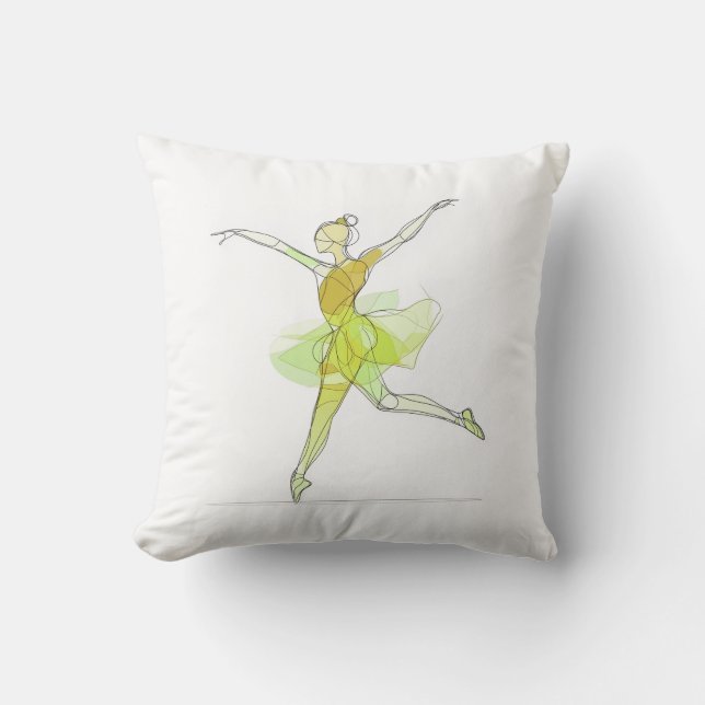 Coussin Outline Stroke Dancing Green Ballerina Studio (Recto)