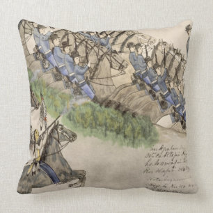 Coussin Ouverture de la bataille du Little Big Horn (encre