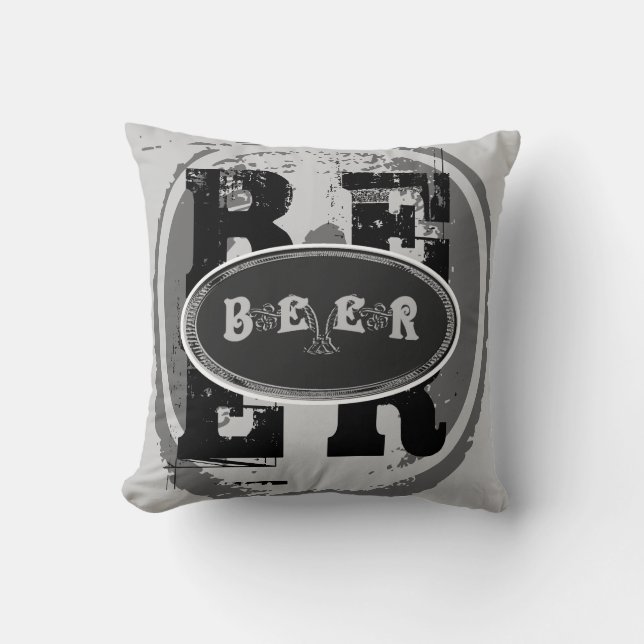 Coussin Ovale Bière-Noir et blanc 2 (Recto)