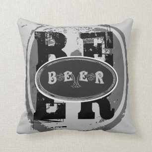 Coussin Ovale Bière-Noir et blanc 2
