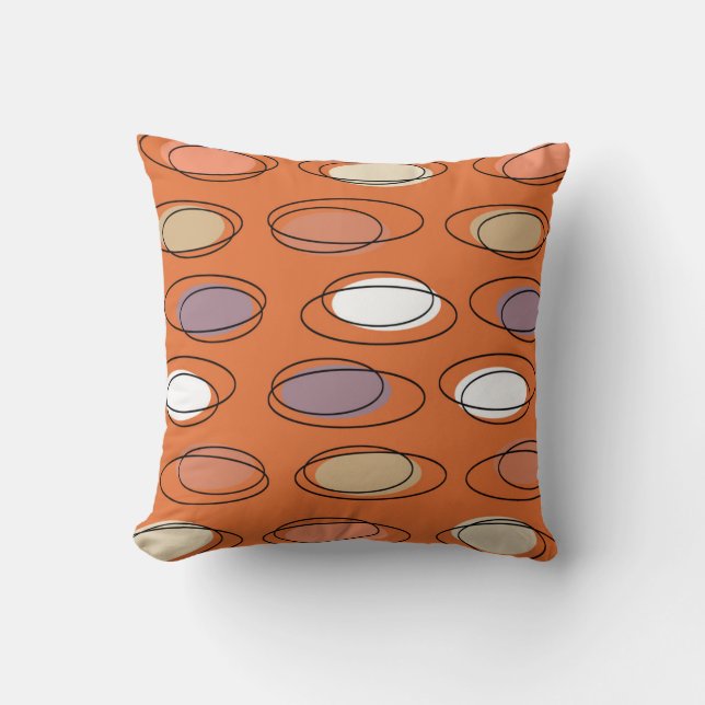 Coussin Ovales modernes du milieu du siècle Scribbles Oran (Recto)
