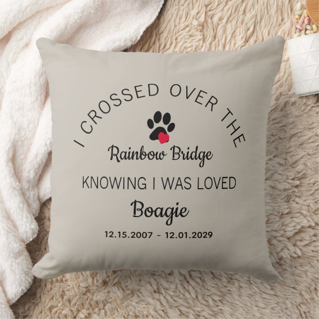 Coussin Over The Rainbow Bridge Photo Pet Memorial Beige (Couverture)