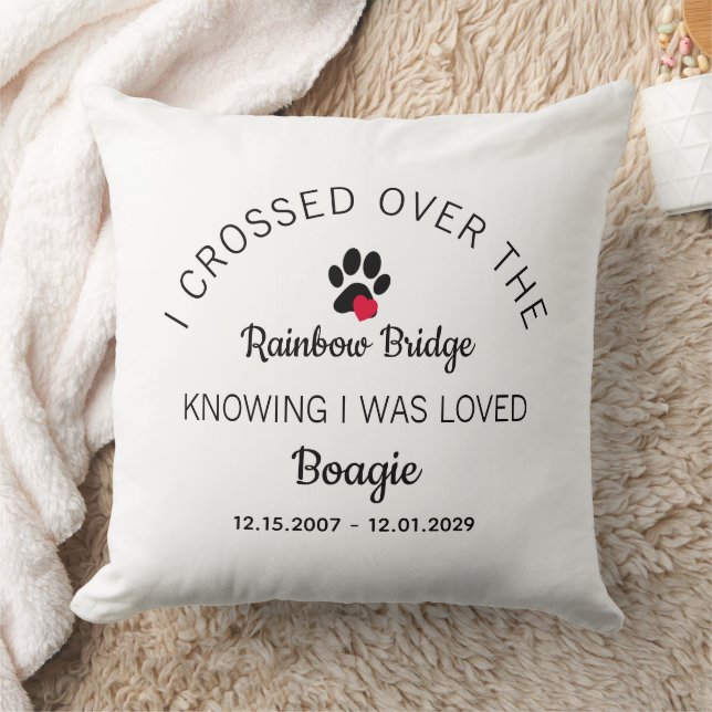 Coussin Over The Rainbow Bridge Photo Pet Memorial White (Couverture)