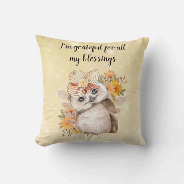 Coussin owl Thanksgiving Decor Fall Farmhouse  (Recto)