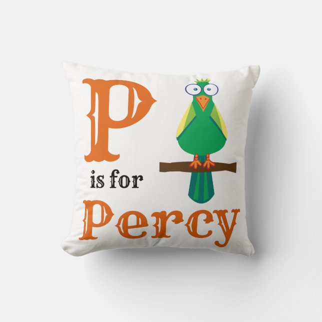 Coussin P est pour bébé garçon Percy  (Recto)