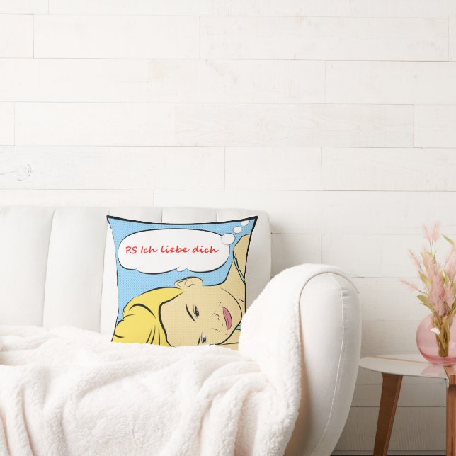 Coussin P.S. Je t'aime en allemand, P.S. Ich Liebe Dich (Canapé)