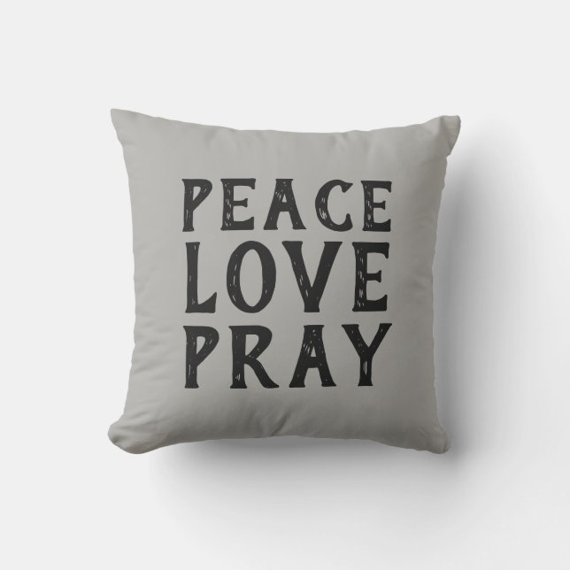 Coussin PAACE LOVE PRAY typographie | (Recto)