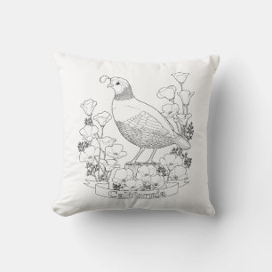 Coussin Page de coloration des oiseaux et des fleurs de l'