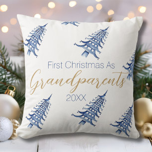 Coussin Pagode Bleu Blanc Arbre de Noël Premier Noël