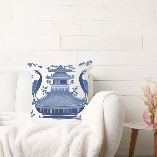 COUSSIN PAGODE BLEUE & OISEAUX (Canapé)