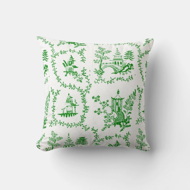Coussin Pagode de la Chinoiserie verte (Recto)