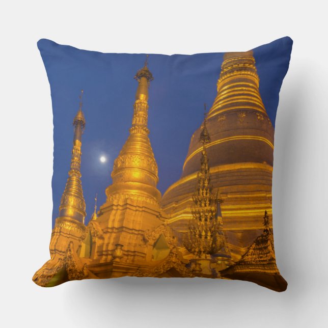 Coussin Pagode Shwedagon la nuit, Myanmar (Recto)