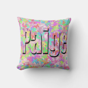Coussin Paige, Logo Du Nome Des Filles Sur Les Papillons P
