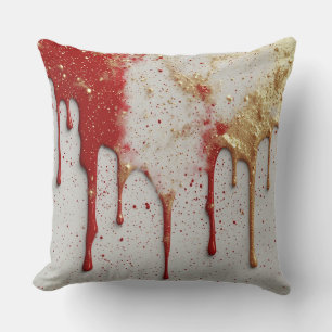 Coussin Pailletage rouge et or dégoulinant