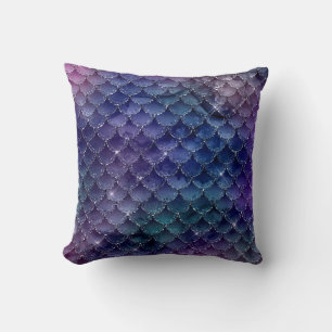 Coussin Pailleté de sirène bleu et violet
