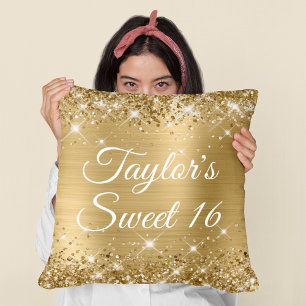 Coussin Pailleté Doré Brillante Glamour Douce 16