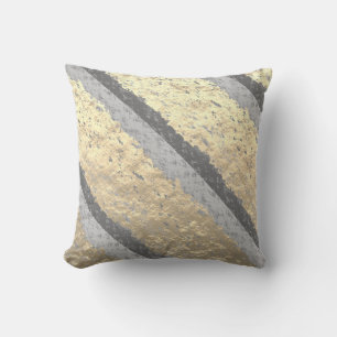 Coussin Pailleté Gris Feuille D'Or Élégant Rafiné