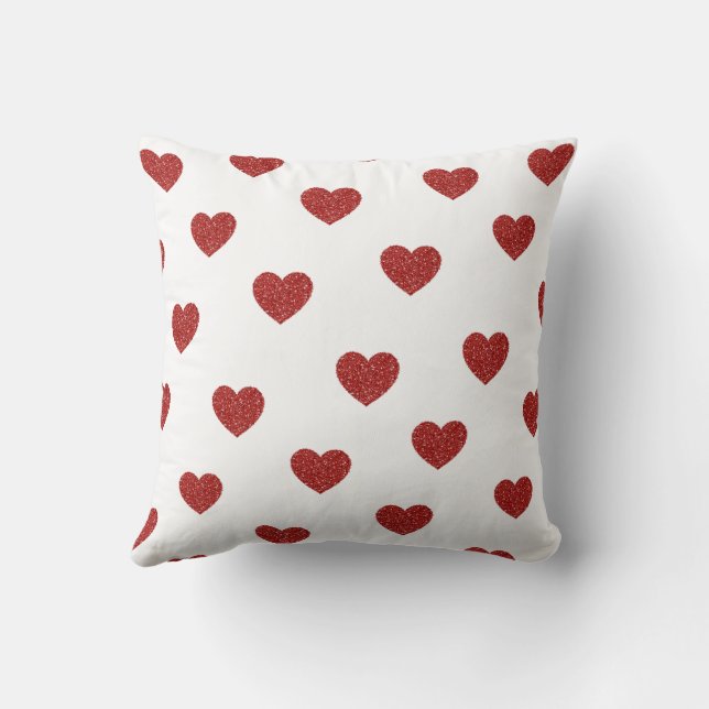Coussin Pailleté Moderne Romantique Rouge Cœur (Verso)