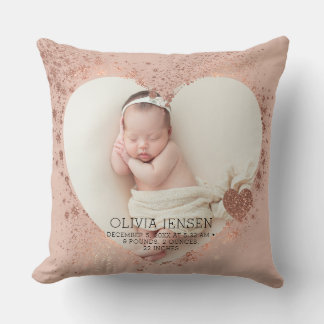 Coussin Pailleté Or Rose Statistiques de Naissance Photo N