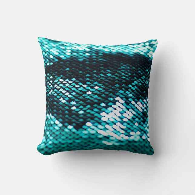 Coussin Paillette vert foncé texture brillante (Recto)
