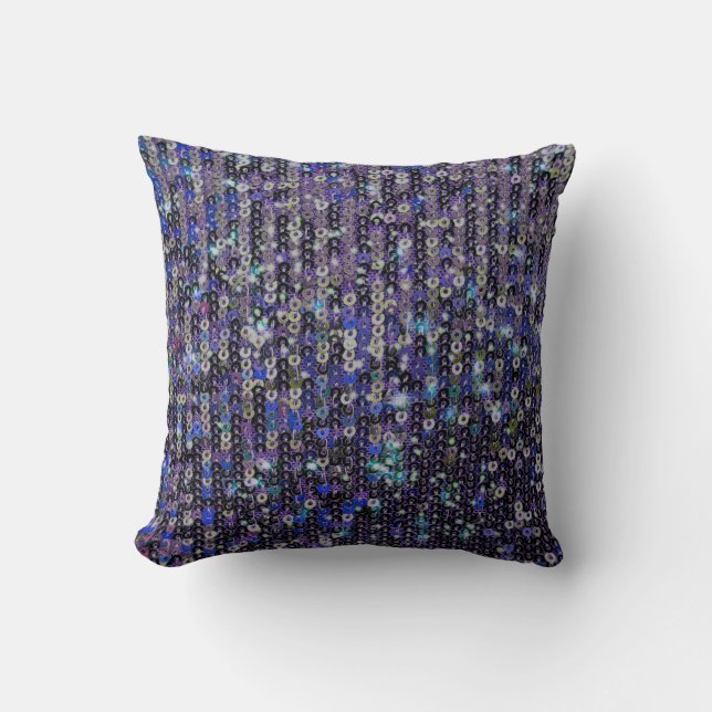 Coussin Paillettes bleu violet | motif étincelant (Recto)