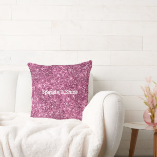 Coussin Paillettes Bokeh Rose