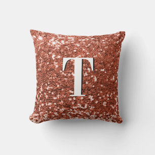Coussin Paillettes Chunky Cuivre Monogrammé